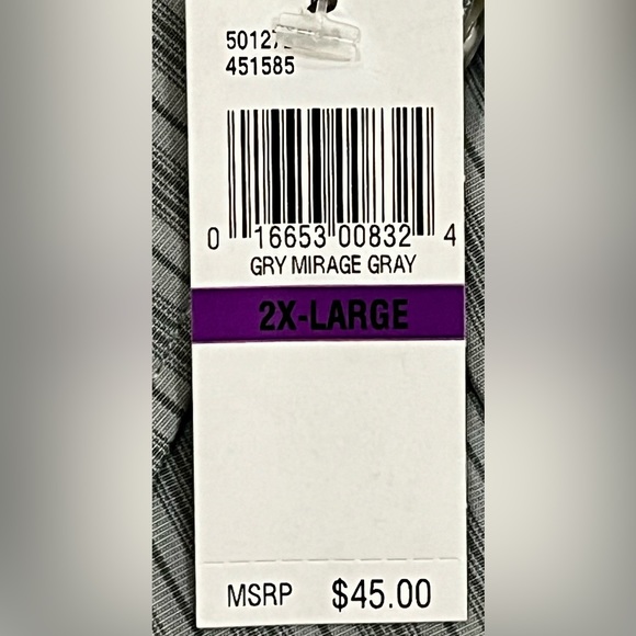 NWT VAN HEUSEN Men's Shirt Size XXL 18-18.5 Striped Mirage Gray Long Sleeve - Picture 5 of 9